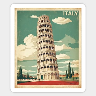 Leaning Tower of Pisa Italy Vintage Tourism Travel Poster Sticker